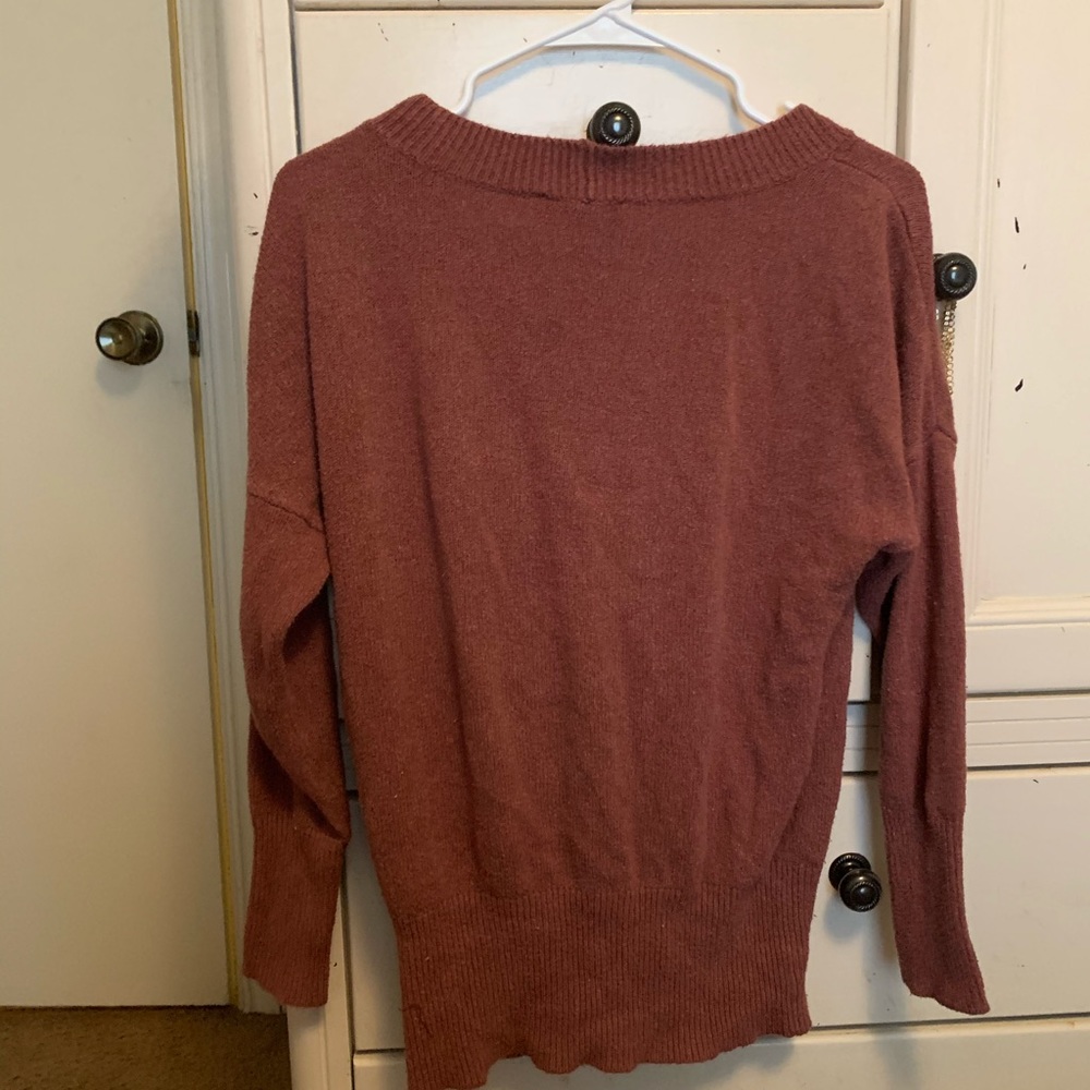 Express- Rust Red V-Neck Sweater - Picture 5 of 6